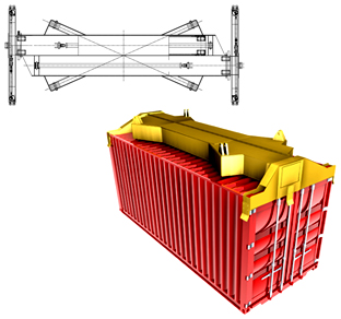 spreader per containers pieni fisso o estensibile